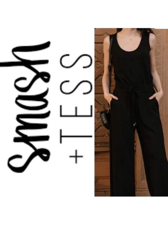 Smash Tess Drew Wide Leg Romper- Black Microscuba- Size Medium - Picture 3 of 16